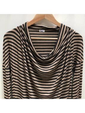 Splendid beige and black striped drape-necked top - S